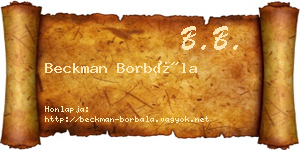 Beckman Borbála névjegykártya